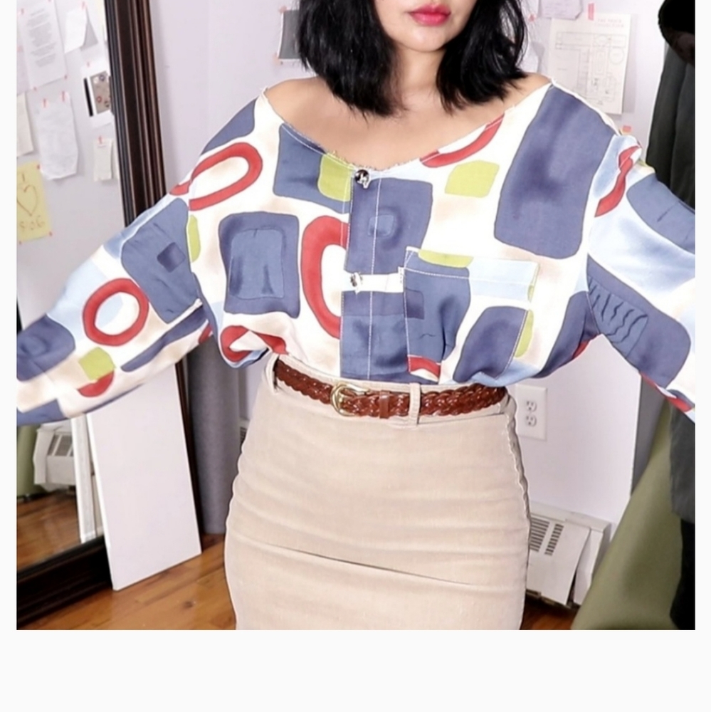 Geometric print blouse.